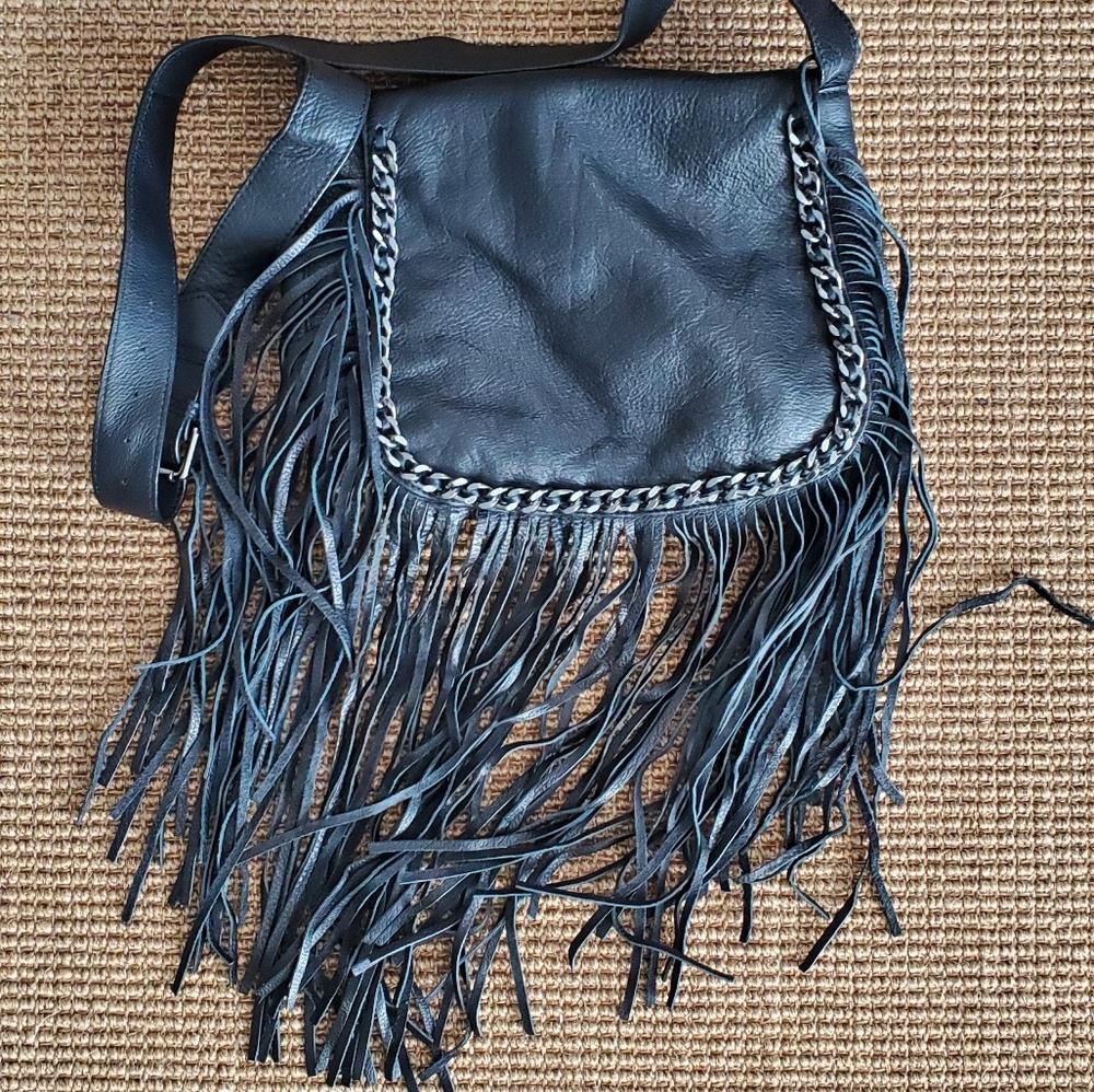 Zara crossbody boho fringe faux leather bag